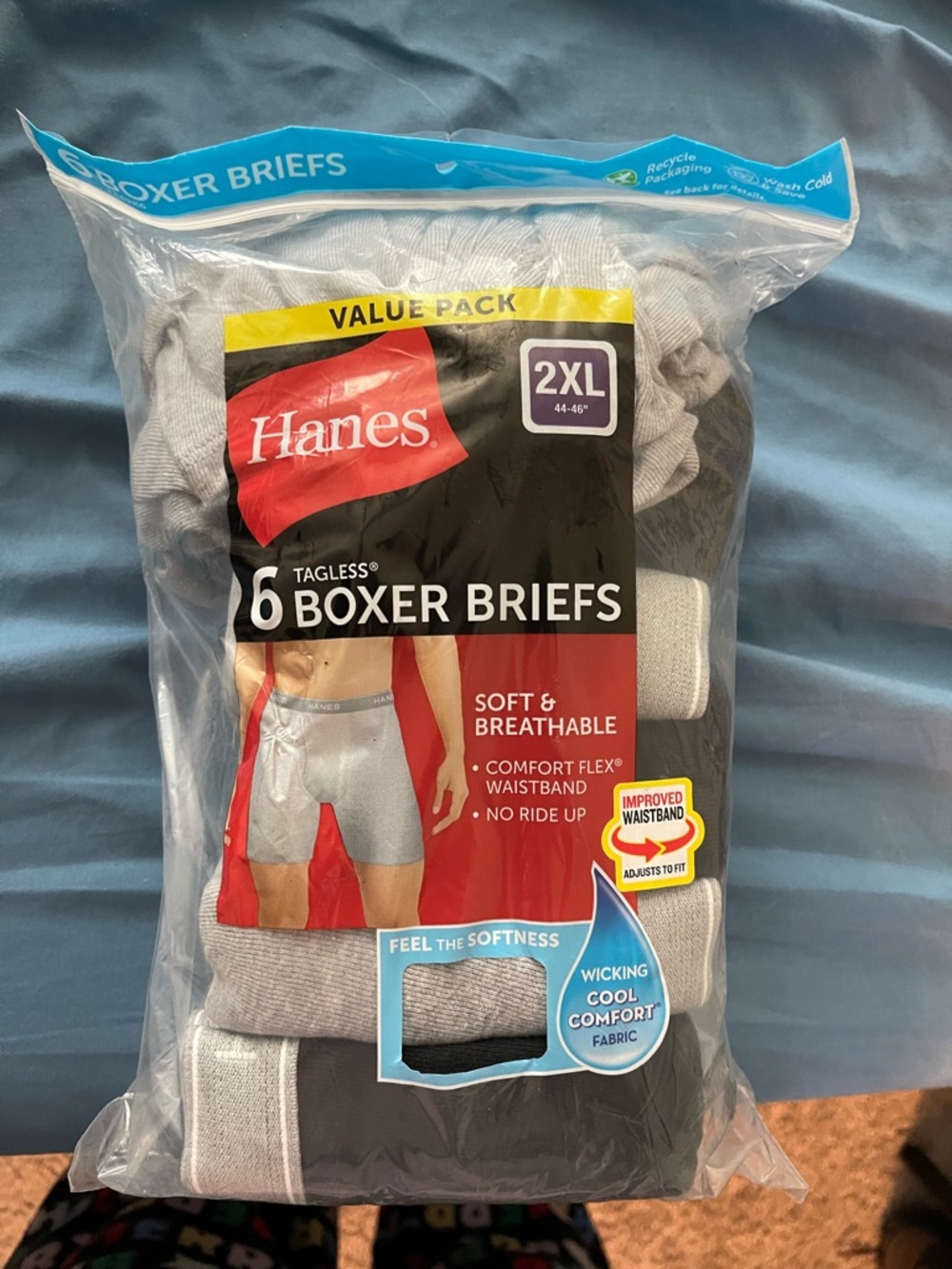 Hanes Men's Boxer Briefs Pack - Gray and Black (2XL)